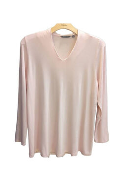 H By Halston Women VNeck Long Sleeve Top Light Pink 1X